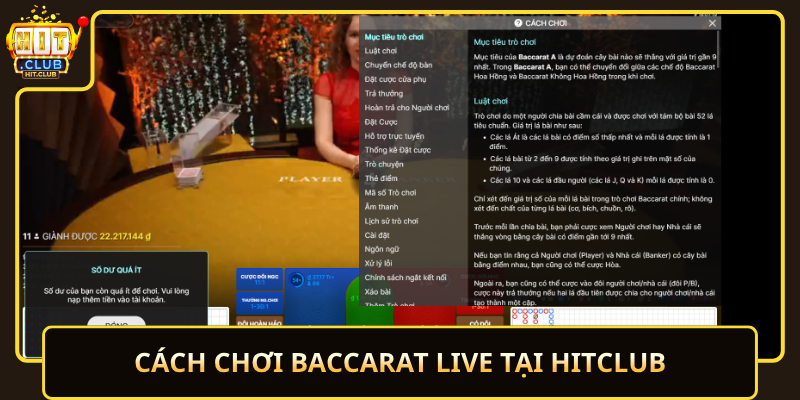 Baccarat Live HitClub – Trực Tiếp Chân Thực 2 Cach Choi Baccarat Live Tai Hitclub