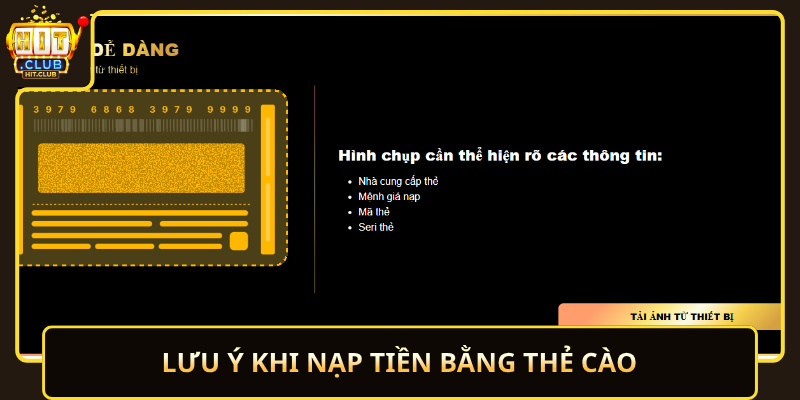 Hướng Dẫn Nạp Tiền Bằng Thẻ Cào HitClub Nhanh Gọn Dễ Làm 3 Luu Y Khi Nap Tien Bang The Cao