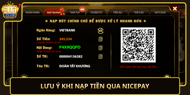 Luu Y Khi Nap Tien Qua Nicepay